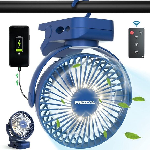 Clip on Fan 65 Hours Portable Desk Fan Rechargeable with LED Lights & Hooks 1200 - Picture 1 of 7